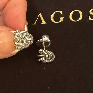 Lagos Love Knot Caviar Stud Earrings 10mm
